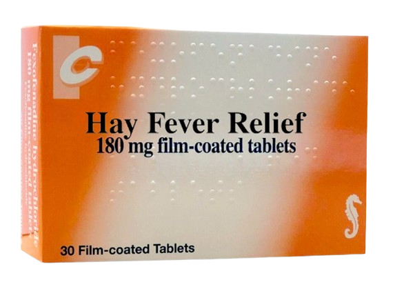 Image of a box of hay fever relief tablets